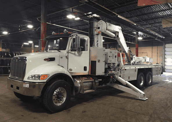 boom truck in warehouse